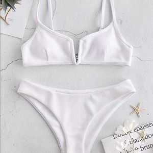 ZAFUL Bikini Ribbed V Wired Cami Swimwear